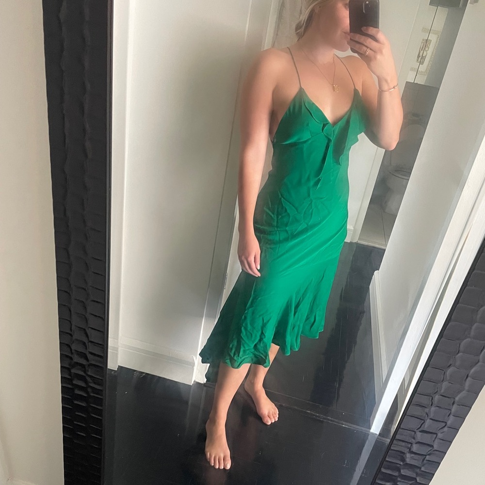 MILLY Silk Asymmetrical Hem Dress